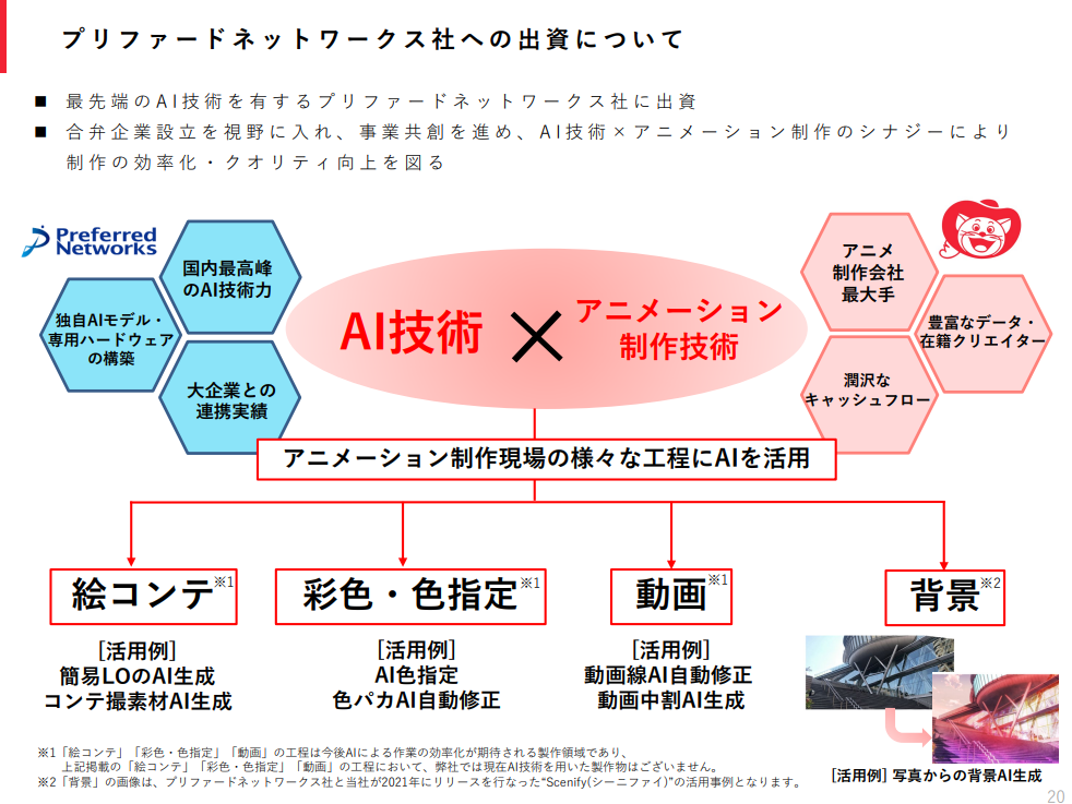 Toei Animation explores AI use with Preferred Networks - Toei Animation financial report FY2025 (japanese)