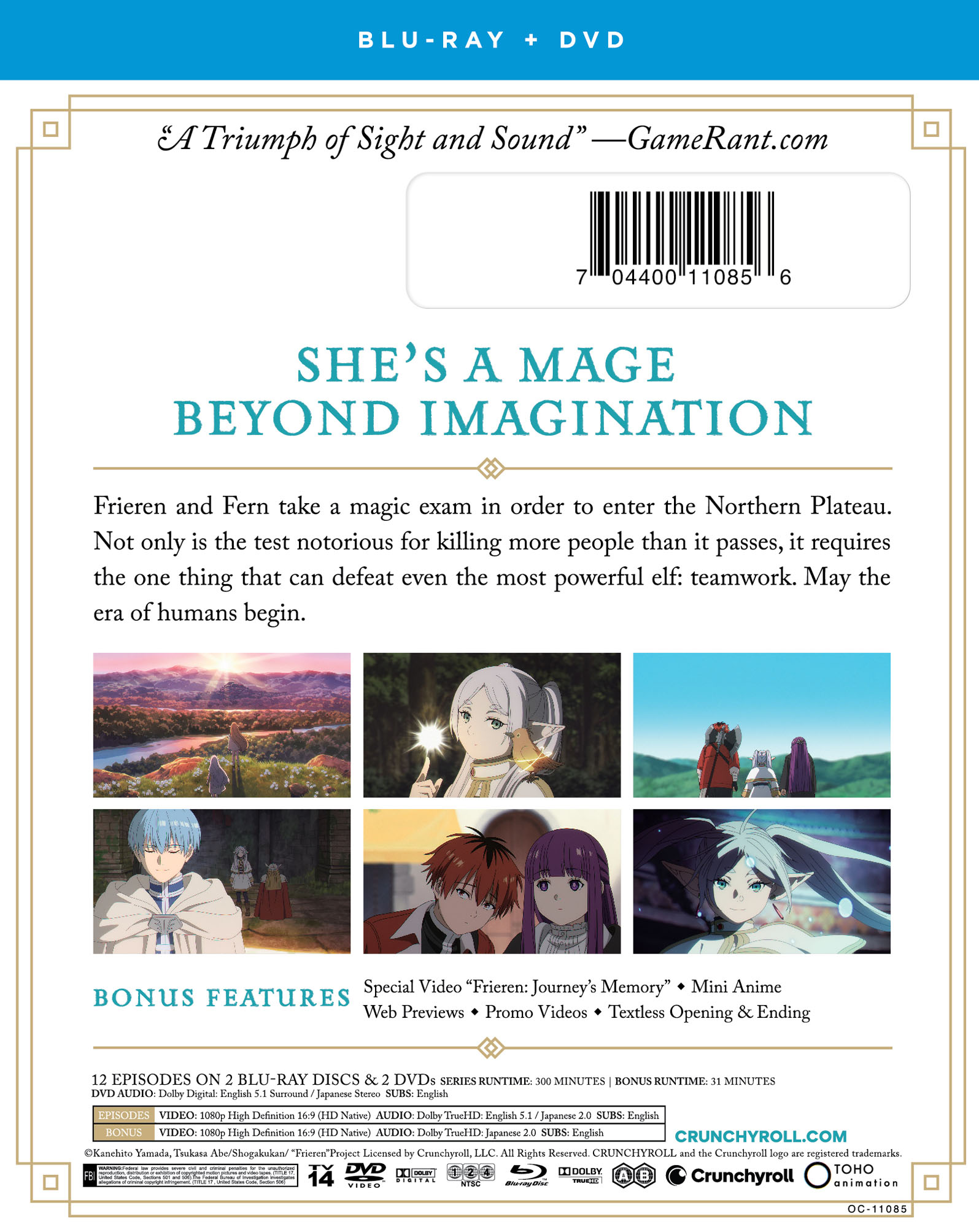Frieren: Beyond Journey's End Season 1 Blu-ray & DVD Cover Art Back