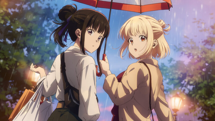Featured Image: Chisato and Takina Share an Umbrella in New Lycoris Recoil Visual During Yuri Day