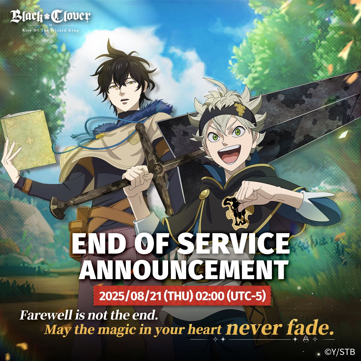 Black Clover M: Rise of the Wizard King - End of Service Announcement | Will Shut Down on August 21