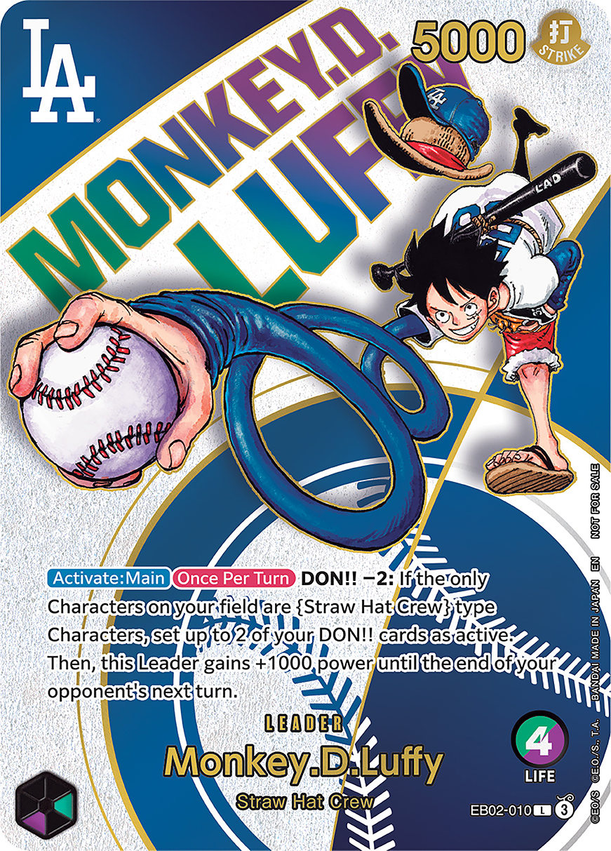 Limited Edition One Piece Card Featuring Luffy in Dodgers Uniform