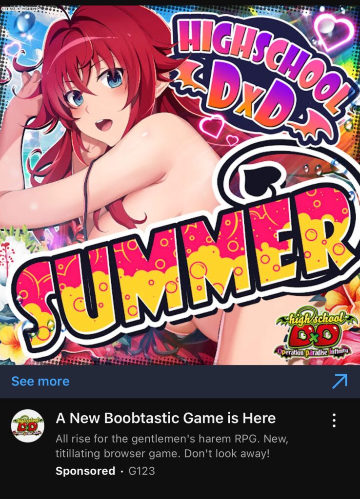 high school dxd advert flagged by uk Advertising Standards Authority 'summer'