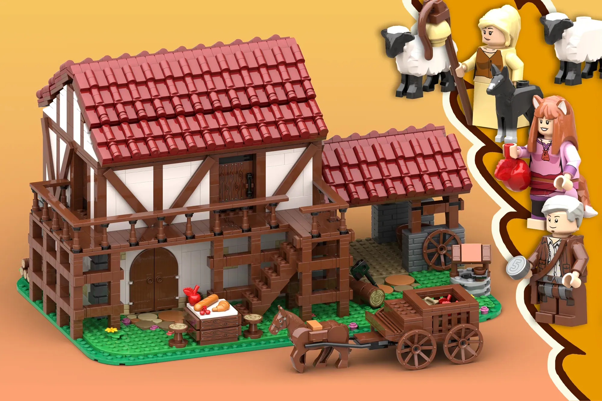 Spice & Wolf LEGO set mockup - front view of the house exterior