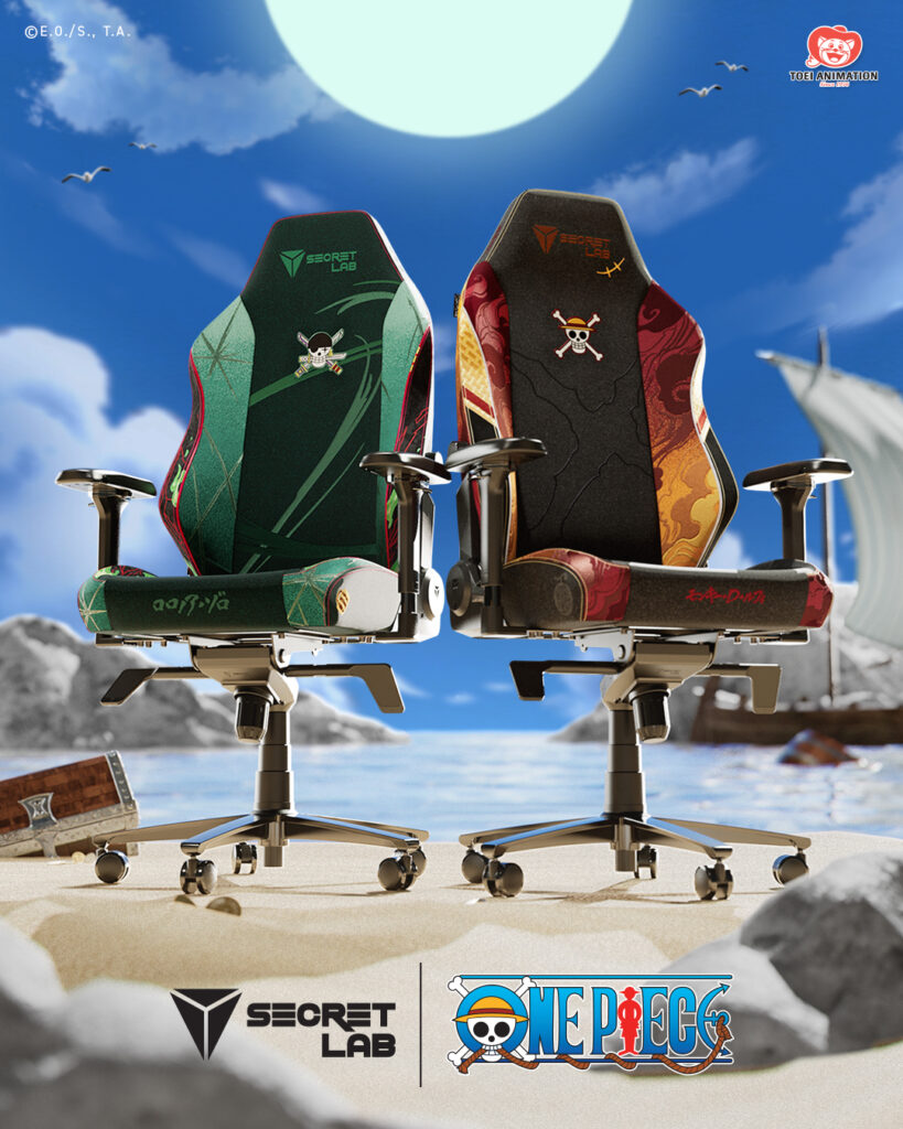 black-green and orange-green one piece chairs by secretlab inspired by zoro and luffy