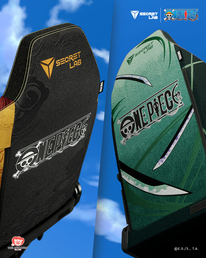 black-green and orange-green one piece chairs by secretlab inspired by zoro and luffy