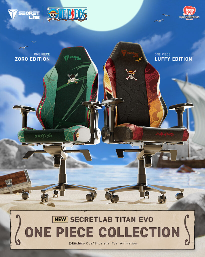 black-green and orange-green one piece chairs by secretlab inspired by zoro and luffy