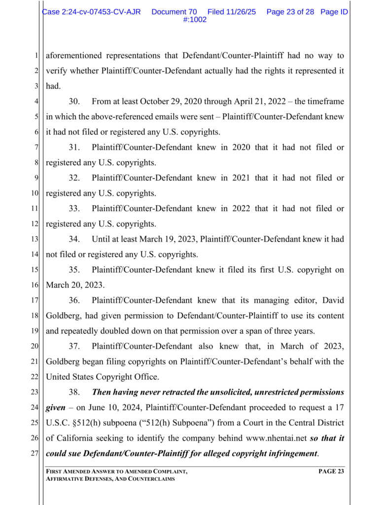 nhentai counterclaim against pcr