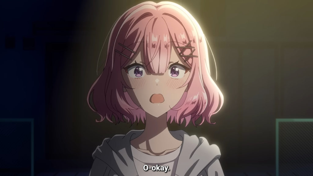 renako from There's No Freaking Way I'll be Your Lover! Unless… S1E12 • No Freaking Way Summer Break is Over! accepts ajisai's confession with a surprised face