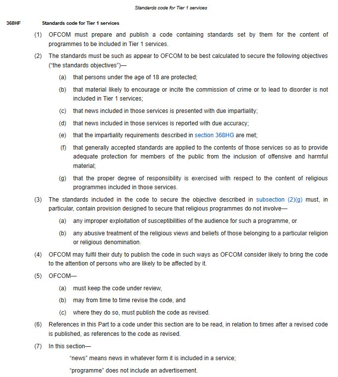 code of standards media act 2024